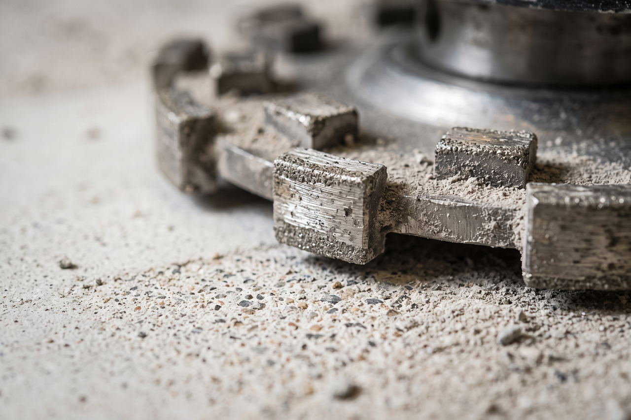 Diamond grinding machine profiling a concrete slab before an epoxy floor coating